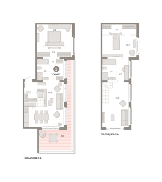 Новая 2-к квартира
 164.37 м² на 11/11 этаже в ЖК «Кварталы «На Минской»» в городе Тюмень 
