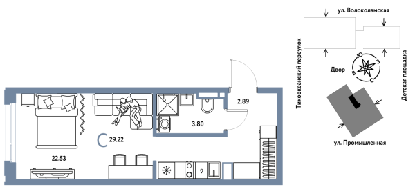 Новая квартира-студия
 29.22 м² на 19/20 этаже в ЖК «Страна.Прибрежная» в городе Тюмень 