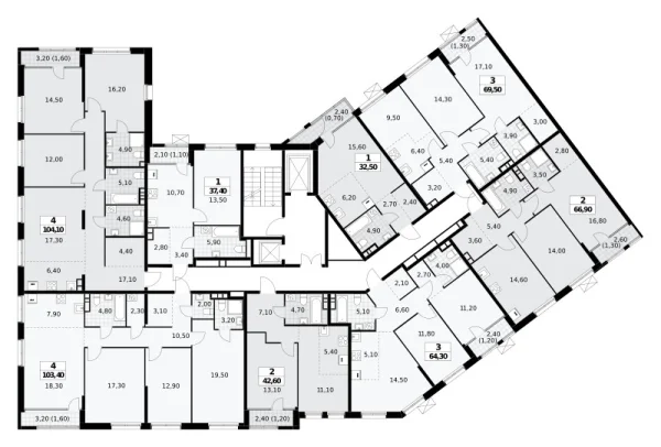 Количество комнат: 4,  103.4 кв.м.