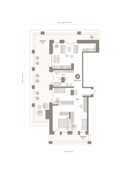 Новая 2-к квартира
 162.03 м² на 10/17 этаже в ЖК «Гудзон» в городе Тюмень 