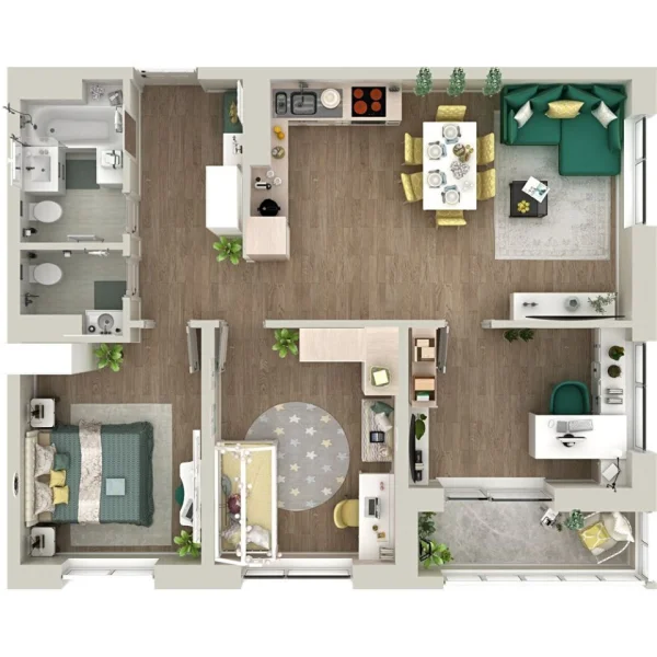 Новая 3-к квартира
 79.9 м² на 6/21 этаже в ЖК «Гранд Квартал» в городе Тюмень 