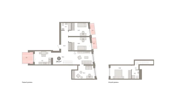 Новая 3-к квартира
 139.3 м² на 2/9 этаже в ЖК «Речной порт» в городе Тюмень 