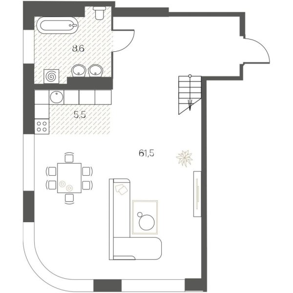 Новая 2-к квартира
 142.8 м² на 8/12 этаже в ЖК «White House» в городе Тюмень 