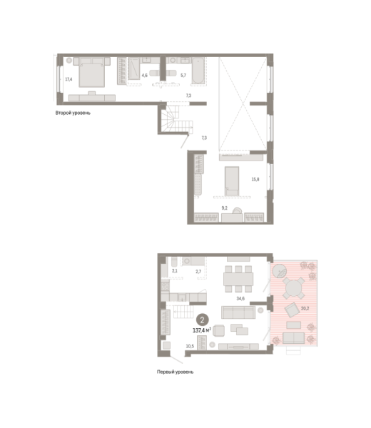 Новая 2-к квартира
 137.38 м² на 2/7 этаже в ЖК «Кварталы «На Минской»» в городе Тюмень 
