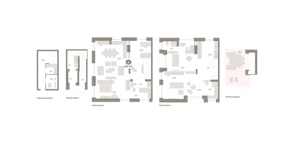 Новая 4-к квартира
 213.68 м² на 1/9 этаже в ЖК «Европейский квартал» в городе Тюмень 