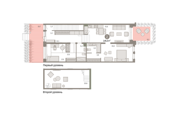 Новая 2-к квартира
 145.46 м² на 1/8 этаже в ЖК «Новин» в городе Тюмень 