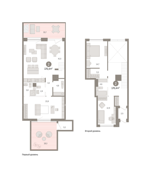 Новая 2-к квартира
 170.39 м² на 1/2 этаже в ЖК «Европейский квартал» в городе Тюмень 