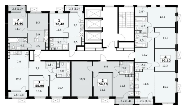 Количество комнат: 4,  92.1 кв.м.