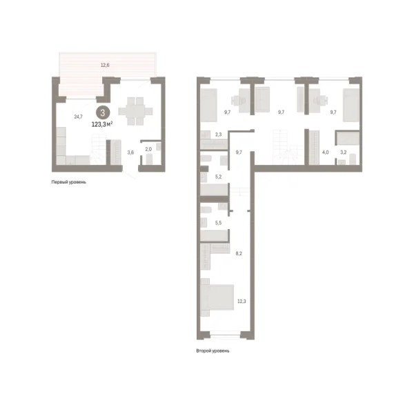 Новая 3-к квартира
 123.2 м² на 2/8 этаже в ЖК «Речной порт» в городе Тюмень 