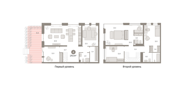 Новая 4-к квартира
 170.44 м² на 1/11 этаже в ЖК «Новин» в городе Тюмень 