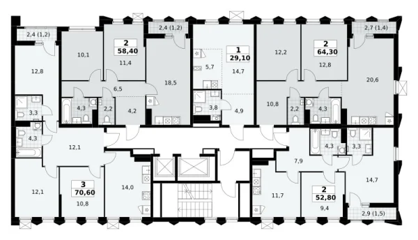 Количество комнат: 3,  70.6 кв.м.