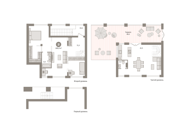 Новая 2-к квартира
 169.4 м² на 2/2 этаже в ЖК «Гудзон» в городе Тюмень 