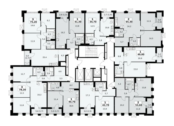 Количество комнат: 3,  75.2 кв.м.