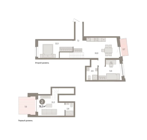 Новая 2-к квартира
 83.1 м² на 3/8 этаже в ЖК «Речной порт» в городе Тюмень 