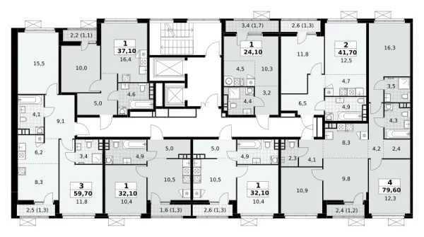 Количество комнат: 3,  59.7 кв.м.