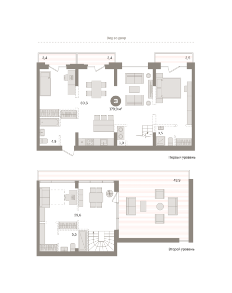 Новая 3-к квартира
 179.94 м² на 5/9 этаже в ЖК «Речной порт» в городе Тюмень 