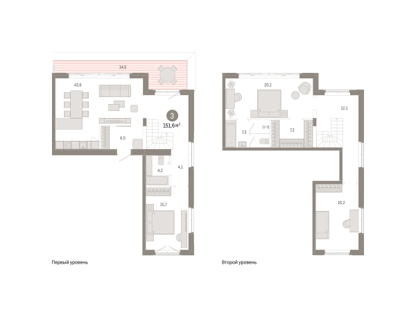 Новая 3-к квартира
 151.58 м² на 8/8 этаже в ЖК «Кварталы «На Минской»» в городе Тюмень 