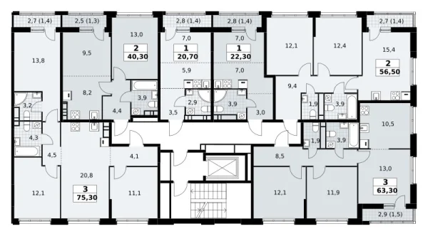 Количество комнат: 2,  40.3 кв.м.