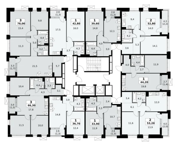 Количество комнат: 3,  78 кв.м.