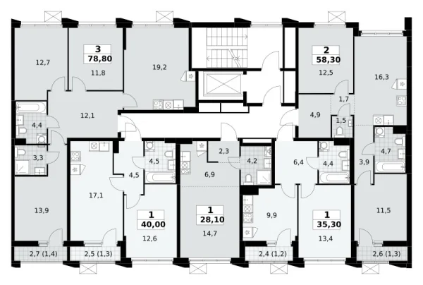 Количество комнат: 2,  58.3 кв.м.