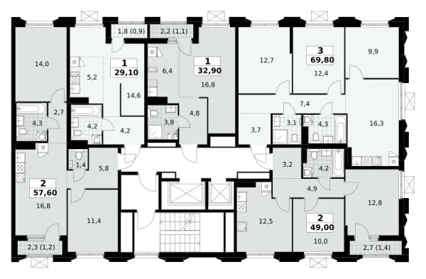 Количество комнат: 1,  32.9 кв.м.