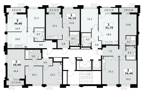 Количество комнат: 1,  41.7 кв.м.