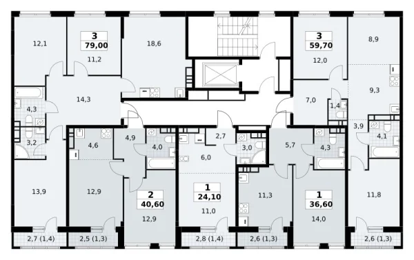 Количество комнат: 3,  59.7 кв.м.