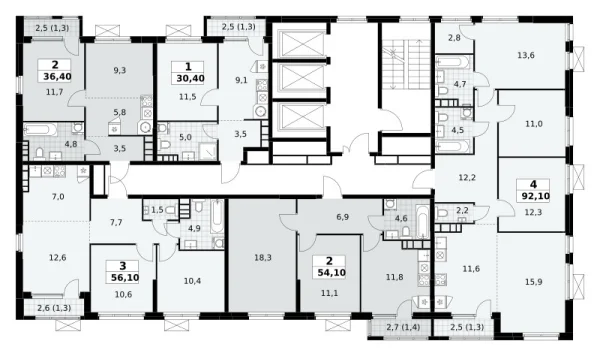 Количество комнат: 4,  92.1 кв.м.