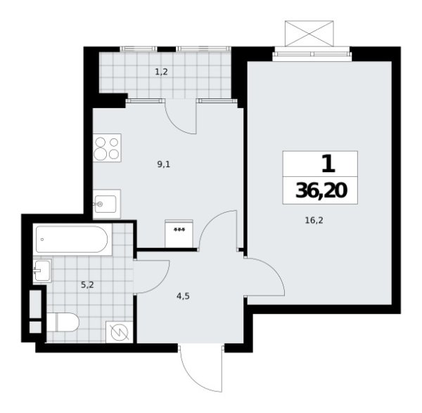 Новая 1-к квартира
 36.2 м² на 4/16 этаже в ЖК «Дом на Зорге» в городе Тюмень 