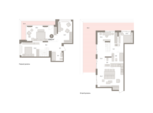 Новая 3-к квартира
 206.61 м² на 15/16 этаже в ЖК «Кварталы «На Минской»» в городе Тюмень 