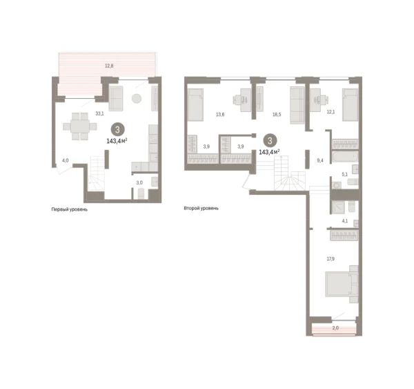 Новая 3-к квартира
 143.1 м² на 2/7 этаже в ЖК «Речной порт» в городе Тюмень 