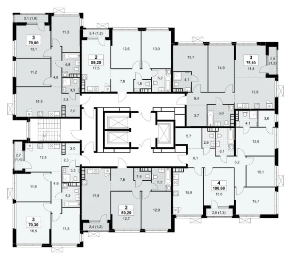 Количество комнат: 4,  100.6 кв.м.