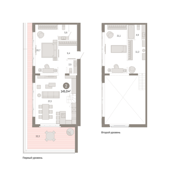 Новая 2-к квартира
 144.95 м² на 11/11 этаже в ЖК «Кварталы «На Минской»» в городе Тюмень 