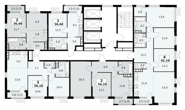 Количество комнат: 4,  92.1 кв.м.