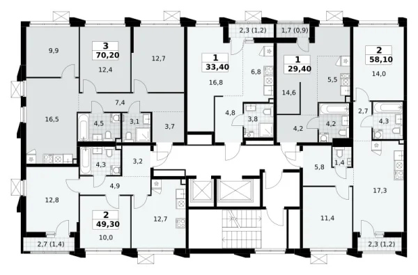 Количество комнат: 2,  58.1 кв.м.