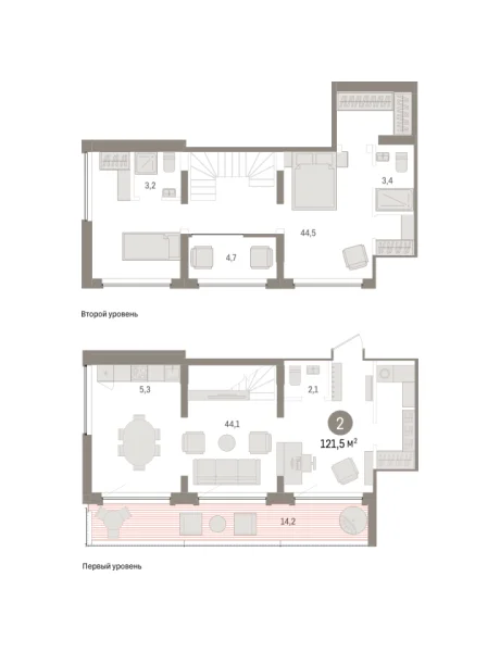 Новая 2-к квартира
 121.49 м² на 8/9 этаже в ЖК «Речной порт» в городе Тюмень 