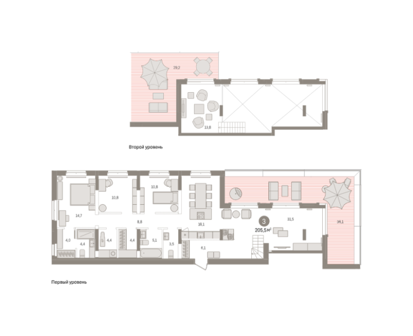 Новая 3-к квартира
 205.52 м² на 7/7 этаже в ЖК «Кварталы «На Минской»» в городе Тюмень 