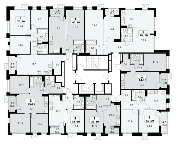 Количество комнат: 3,  77.9 кв.м.