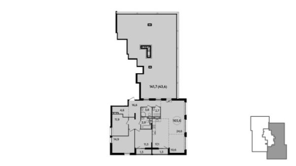 Новая 4-к квартира
 165.6 м² на 21/21 этаже в ЖК «Южные сады» в городе Тюмень 
