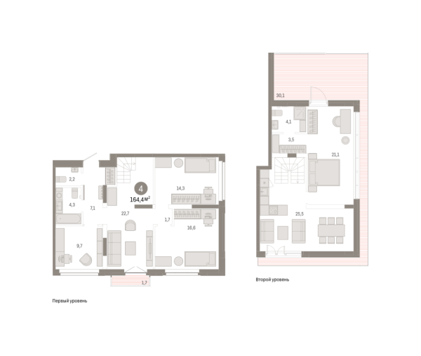 Новая 4-к квартира
 164.36 м² на 7/7 этаже в ЖК «Республики 205» в городе Тюмень 
