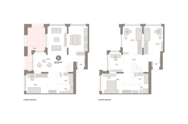 Новая 4-к квартира
 167.93 м² на 16/16 этаже в ЖК «Республики 205» в городе Тюмень 