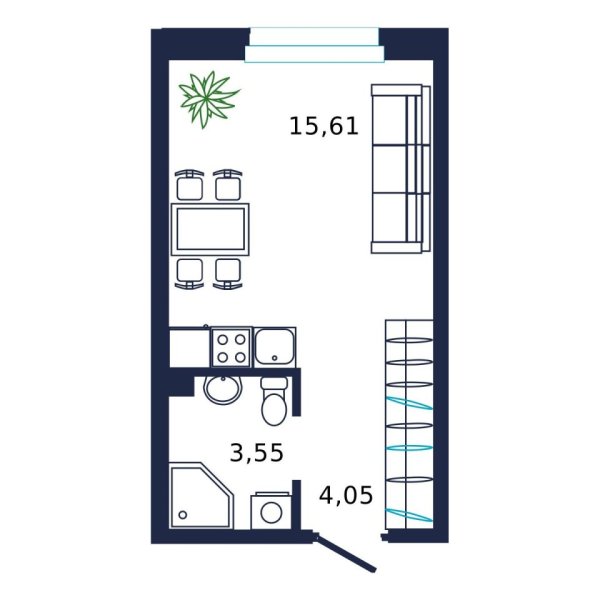 Новая квартира-студия
 22.8 м² на 12/19 этаже в ЖК «Норден» в городе Тюмень 