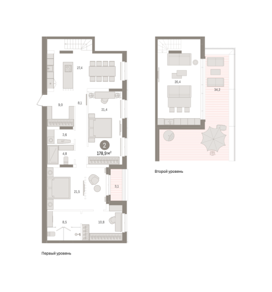 Новая 2-к квартира
 178.93 м² на 7/7 этаже в ЖК «Кварталы «На Минской»» в городе Тюмень 