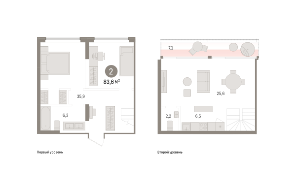 Новая 2-к квартира
 83.64 м² на 5/5 этаже в ЖК «Речной порт» в городе Тюмень 