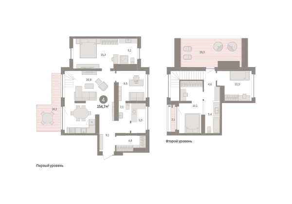 Новая 4-к квартира
 154.73 м² на 8/8 этаже в ЖК «Европейский квартал» в городе Тюмень 
