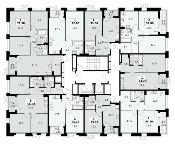 Количество комнат: 3,  77.9 кв.м.