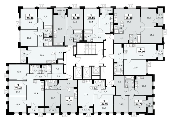 Количество комнат: 3,  75.3 кв.м.