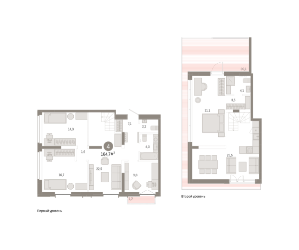 Новая 4-к квартира
 164.67 м² на 7/7 этаже в ЖК «Республики 205» в городе Тюмень 