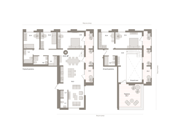 Новая 4-к квартира
 212.32 м² на 16/17 этаже в ЖК «Европейский квартал» в городе Тюмень 