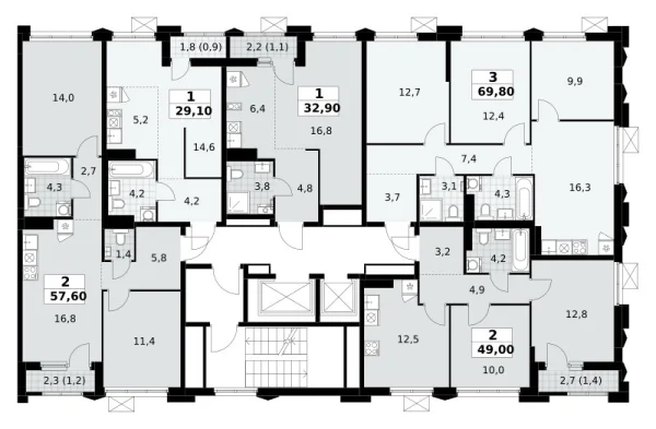 Количество комнат: 1,  32.9 кв.м.